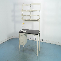 5' Stationary Lab Table w/ Upper Mounted Shelving image 0